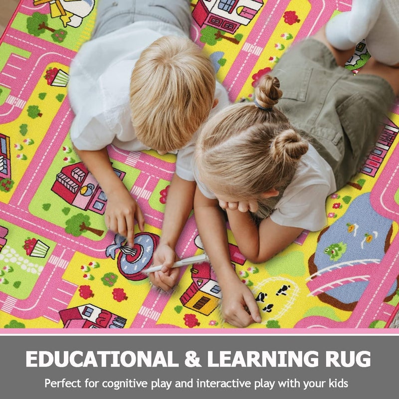 Capslpad Kids Play Rug 6.6x5.0 ft Large Size Kids Rug for Playroom Non Slip Washable Kid Car Road Carpet Educational Learning Area Rug Children Play Carpet for Bedroom,Classroom,Nursery Room Decor - Image 4